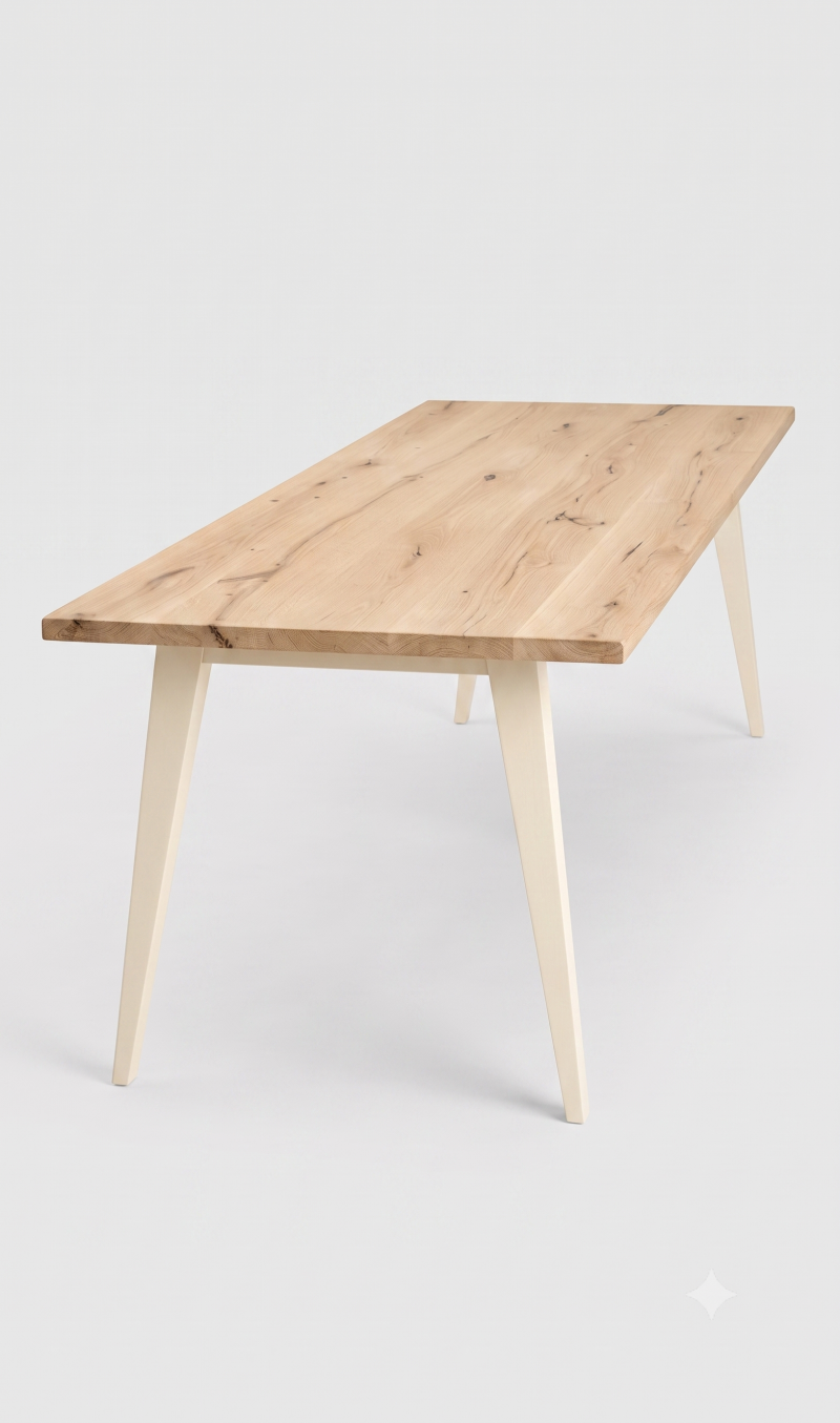 Tafel eikenhout rechthoekig – N-poot smal