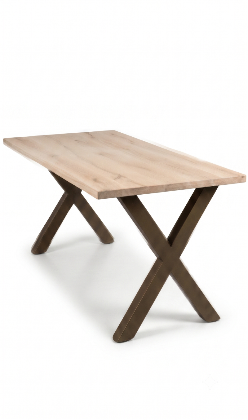 Tafel eikenhout rechthoekig – X–poot smal