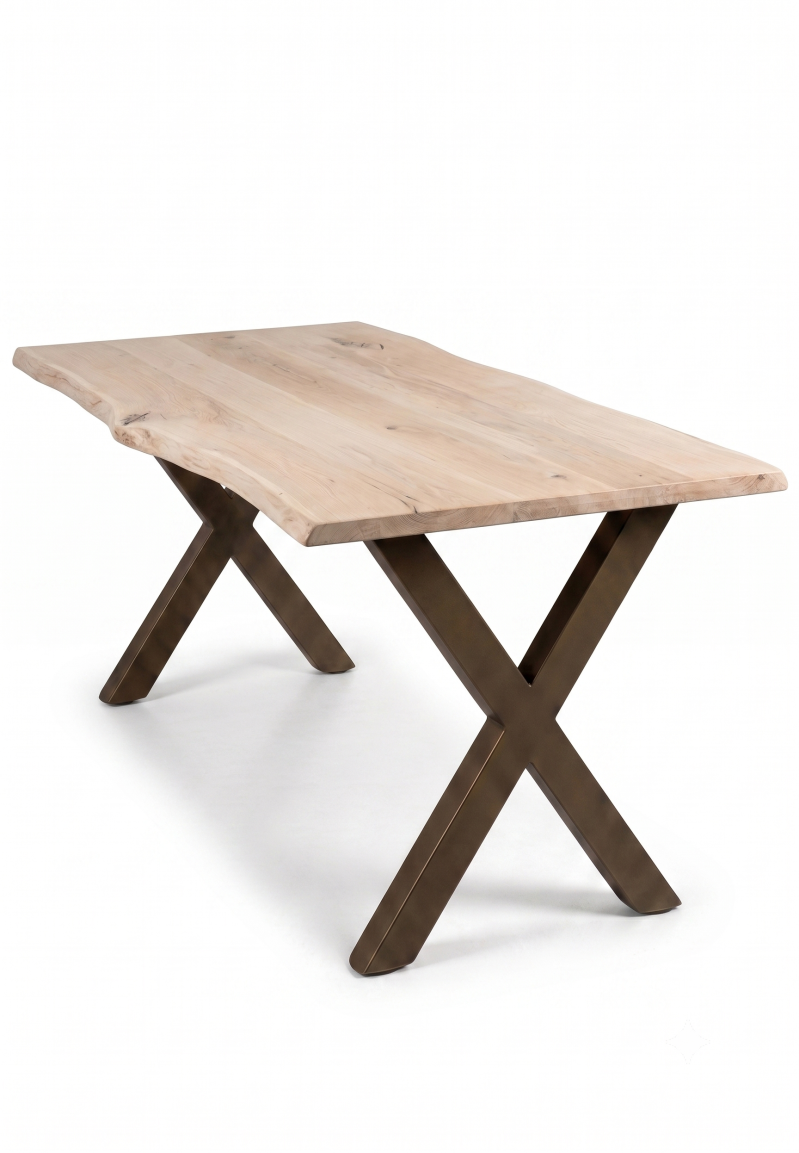 Tafel eikenhout rechthoekig – X–poot smal