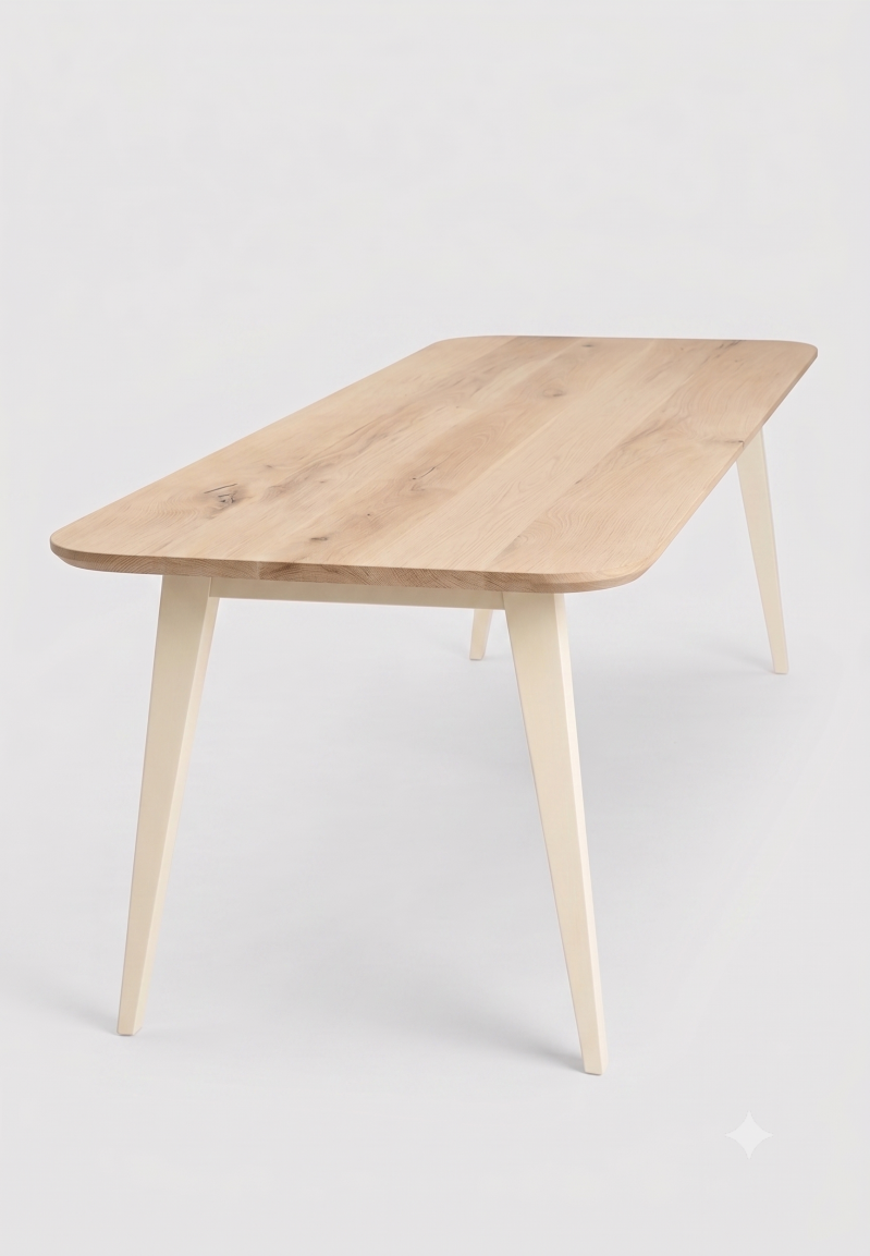 Tafel eikenhout rechthoekig – N-poot smal